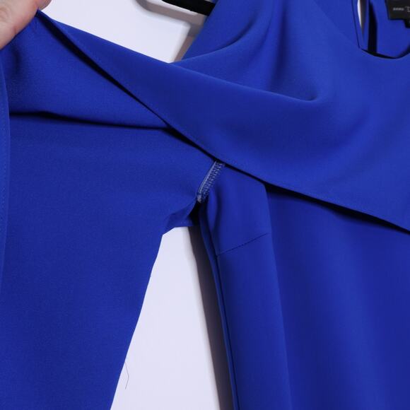 JENNIFER TATTANELLI Cold Shoulder Mini Shift Dress Blue Cape Women's 40/ US 8 - Picture 3 of 10